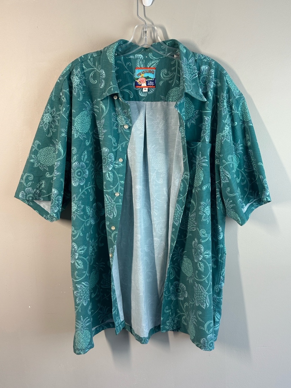 Reyn Spooner Joe Kealoha Pineapple Floral Aloha Shirt Teal Size XL - Picture 3 of 14